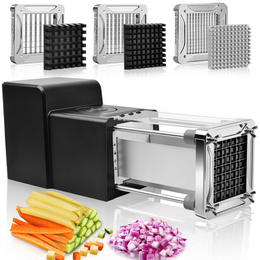 Sopito Electric Potato Cutter Stainless Steel French Fry Cutter with 3 Blades-1/2in & 3/8in &1/4in Great for Potatoes Cucumbers Carrots