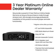 BOSS Audio Systems SLIM10 10 Inch Powered Car Subwoofer - Low Profile, Built-In Amplifier, Remote Control