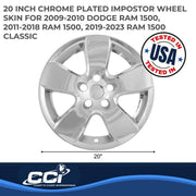 Coast2Coast 5 Spoke Chrome Plated 20 in Wheel Cover Set of 4 for Dodge Ram 1500 SLT 2009-2012