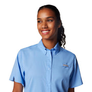 Columbia Women's PFG Tamiami II Short Sleeve Button-Down Shirt, UPF 40 Sun Protection, Moisture Wicking, Built-In Ventilation, White Cap, 1X, 127571