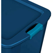 Sterilite 14487404 Latch and Carry Tote with True Blue Lid and Base, 26 Gallon