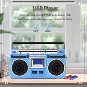 MUSICOZY 011 Portable Cassette Boombox, CD Tape Player, 80s Retro Bluetooth Boombox