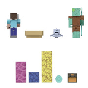 Mattel Minecraft Treasure Hunt Adventure Pack, 3.25-in Action Figures Steve, Dolphin, Drowned with Accessories GYX23