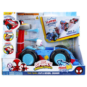 Jazwares Marvel Team Spidey Flip and Reveal Caravan Cruiser Vehicle with Lights and Sounds, Includes Spidey, Ghost-Spider, Spin, Ages 3 and Up
