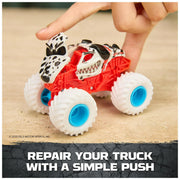 Spin Master Smash & Bash Monster Mutt Dalmatian Toy Truck, 1:64 Scale, White and Blue, Series 02, 6072396