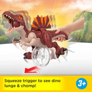 Fisher-Price Imaginext Jurassic World Sprinting Spinosaurus Dinosaur Toy with Trigger-Activated Movement, Realistic Spiny Fin, 9 Inch, Multi