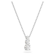 Swarovski Stilla Attract Trilogy Pendant Necklace with White Round Crystals, Rhodium Plated Chain, Adjustable 14.9-16.9 in, 5414970