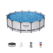Bestway Power Steel Round Above Ground Pool Set, L 14' x W 42