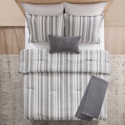 Mainstays Yarn Dyed Stripe 5-Piece Grey Comforter Set, King, Hypoallergenic, All-Season, Machine Washable, MSD566170522046