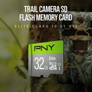 PNY P-SDU32GV11100ELGC-GE 32GB Elite Class 10 U1 V10 microSDHC Trail Camera Flash Memory Card