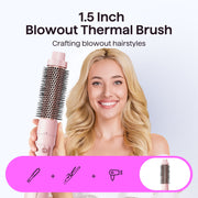 Wavytalk 5 in 1 Hot Air Brush Set, Multi Hair Styler with Five Interchangeable Heads, 1000W Motor, Pink
