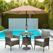 Abble 7.5ft Patio Umbrella with Hexagonal Polyester Canopy, Crank Lift, 6 Steel Ribs, Tan