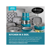Gotham Steel 20 Piece Nonstick Pots and Pans Set, All in One Kitchen Cookware Set + Bakeware Set, Aqua Blue