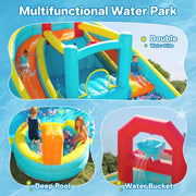Patbrela 9 in 1 Large Inflatable Water Slide Bounce House with 750W Blower, Dual Water Slides, Water Blasters, Deep Pool, Basketball Hoop, Water Cannon, 211 in x 104 in x 143 in