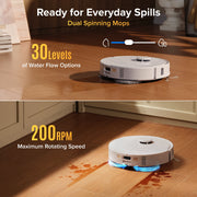 Roborock Qrevo S Pro Robot Vacuum and Mop, 18,500Pa Suction, Multifunctional Dock with 167F Mop Self-Cleaning, Smart Obstacle Avoidance, Anti-Tangle Brush