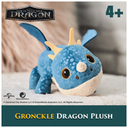 DreamWorks Dragons Gronckle Plush Toy, 8in Blue and Cream Stuffed Animal, Collectible Kids Dragon