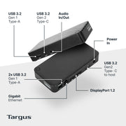Targus DOCK316USZ Universal USB-C Docking Station, Dual 4K UHD DisplayPort, 100W Power Delivery, Black