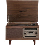 Crosley Serenade 8-in-1 Multi-Format Record Player with Bluetooth, 3-Speed Turntable, CD, Cassette, AM/FM Radio, Walnut