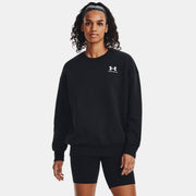 Under Armour Essential Fleece Oversized Crew Sweatshirt for Ladies Black/White M