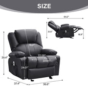 JONPONY WT1125-BROWN Massage Rocker Recliner Chair with Vibration Massage, Heat Therapy, PU Leather, USB Port, Cup Holders, Brown