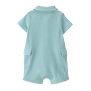 Carters Baby Boys One Piece Polo Romper, Mint Green, Short Sleeve