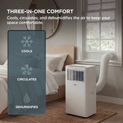 TCL 5,000 BTU Smart Portable Air Conditioner Fan Dehumidifier, 150 Sq Ft Coverage, Remote Control, Install Kit Included, White, W5P93-5