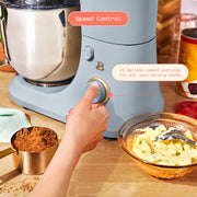 Beautiful 19895 6 Qt Tilt-Head Stand Mixer with Dough Hook, Flat Beater, Balloon Whisk, Cornflower Blue