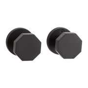 EH.RO.3075.30.L/R.BLK-NB-N - Contemporary Geometric Knob w/spring assistance Solid Brass Passage Interior Door Set w/ Round Escutcheon ?- No Backset - Satin Black