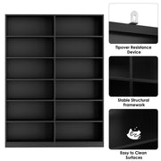 Homfa Double Wide 6-Tier Bookcase, Black