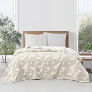 Mainstays MSS528001798556 Iris Leaf Quilted Reversible Lightweight Bedding, Full/Queen, Beige