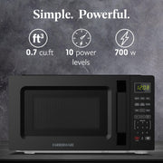 Nostalgia Countertop Microwave Oven, 700W Power, 0.7 Cu. Ft. Capacity, Digital Control Panel, 9.56-Inch Turntable, Child Safety Lock, Black