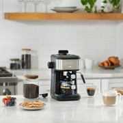 Gourmia GCM4210 New 4-Shot Steam Espresso Cappuccino and Latte Maker with Frothing Wand