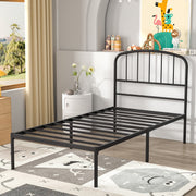 Mainstays 14PBCH01 Crew Twin Metal Platform Bed with Curved Headboard, Black