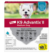 K9 Advantix II Medium Dog Flea Tick Mosquito Treatment, Vet-Recommended, Fragrance-Free, Waterproof, 11-20 lbs, 1-Month Supply