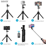 Bower WA-MPD36 6-In-1 Multi Selfie Tripod, Black