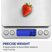 DAYBETTER Kitchen Scale, 6.6lb/3kg Capacity, 0.1g Precision Digital Food Scale, Stainless Steel Pan, Multifunctional Units, Piece Counting