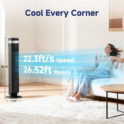 SHOUFTW 36 Inch Tower Fan, Bladeless, Oscillating 64, 5 Speeds, 4 Modes, Remote Control, Quiet Operation, Black, TS-35IN