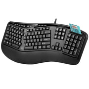 Adesso TruForm 150SB Ergonomic Multimedia Keyboard with Built-in Smart Card Reader, Split Design, Integrated Palm Rest, Black