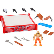 Mattel WWE Knuckle Crunchers Rebound Ring Playset with 2.5-Inch Seth Rollins Action Figure, Flex Mat Technology, Seven Ringside Accessories, Durable Plastic
