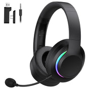 AYEDLOE Wireless Gaming Headset, Bluetooth 5.4, 2.4GHz USB, Detachable Noise Canceling Mic, 3.5mm Wired, Black