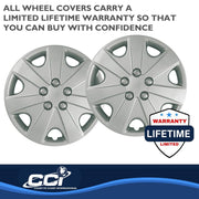 Coast To Coast Set of 4 Silver 15 Inch 7-Spoke Replacement Hubcaps with Metal Clip Retention System for 2003-2004 Honda Accord