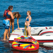 WOW Watersports Prowler Starter Kit, 1-Person Towable Tube with Heavy-Duty 1,000 lb Tow Rope and 12V High-Speed Air Pump, Nylon Cover