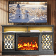 Chitooma Electric Fireplace TV Stand With Led Lights, Gray