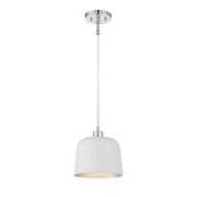 Savoy House Trade Winds Nora 1-Light Pendant Light with White Metal Shade and Polished Nickel Finish, 9 in. W x 9 in. H, M70118WHPN