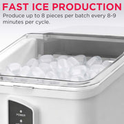 Frigidaire Countertop Ice Maker, 26 lbs Daily, Bullet Shaped Ice, White, EFIC187-WHITE