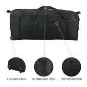Travelers Club Luggage PG96-170-028-37 Protege 32-Inch Large Compactible Rolling Duffel Bag, Weather-Resistant 600D Polyester, 91.2-Liter Capacity, Built-In In-Line Skate Wheels, Adjustable Shoulder Strap, Gray