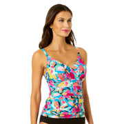 Anne Cole Amalfi Floral Twist Front Underwire Tankini Top for Ladies - Amalfi Floral - 32B/34C
