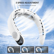 Absoke Portable Neck Fan, Bladeless Hands-Free Personal Cooling Fan, 360 Airflow, 3 Speeds, Rechargeable 4000mAh Battery, White