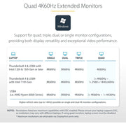 StarTech 132N-TB4USB4DOCK Thunderbolt 4 Multi-Display Docking Station, Quad/Triple/Dual Monitor Dock