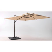 FUNDAZE 10x10ft Cantilever Patio Umbrella, Square UV Resistant Waterproof Polyester Canopy, Crank Opening, Beige with Cross Base Stand